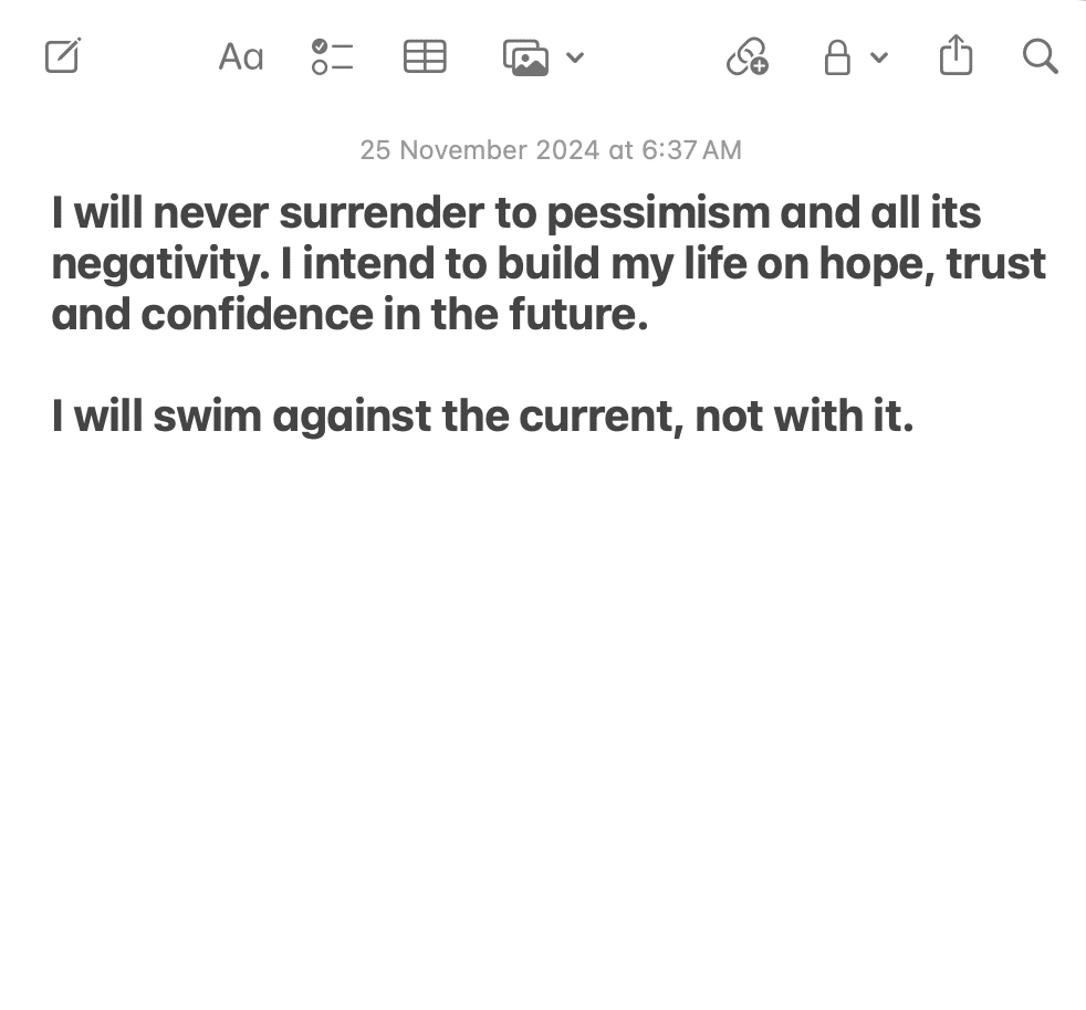 How to swim against the current and avoid pessimism 🏊 20241125 - How to swim against the current and avoid pessimism 🏊