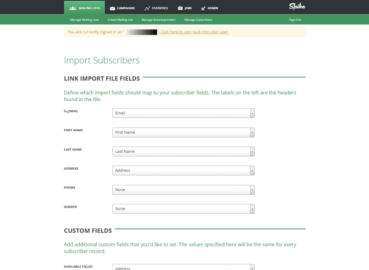 List Import 2 - Spikemail